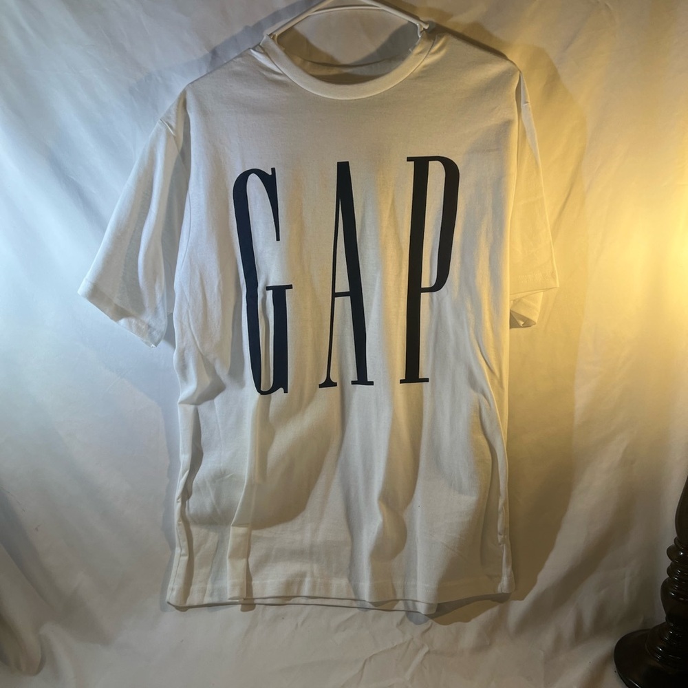 GAP White Tee with Bold Black Lettering